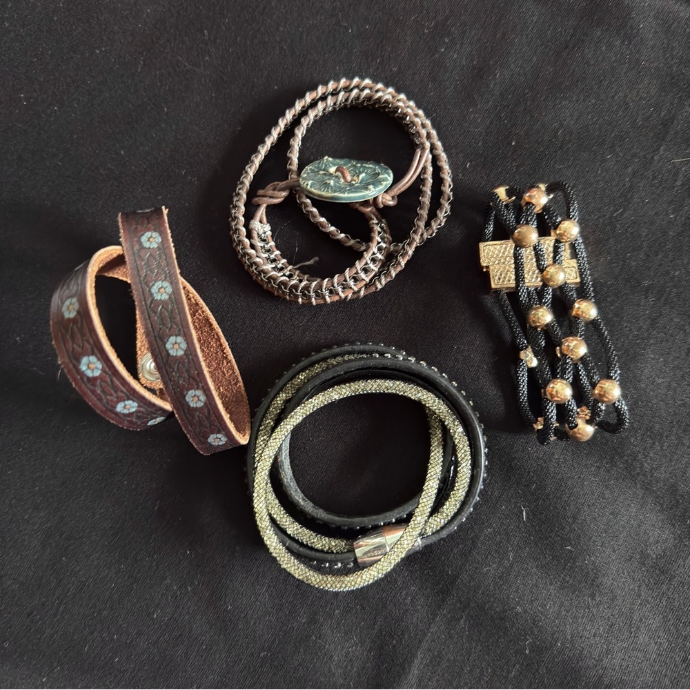 Set of Four Stylish Wrap Bracelets